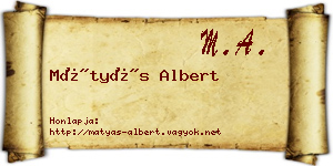 Mátyás Albert névjegykártya